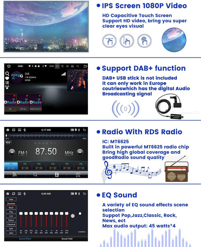 Android Autoradio für FIAT Tipo Egea 2015 2016 2017, Hikity 7" Touchscreen Autoradio mit Navi Rückfa