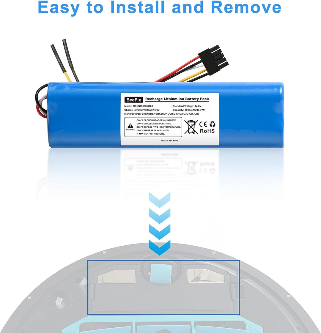 3000mAh Akku Ersatz für Conga 3090,3091,3092,3093 14.8V Li-ion Akku Batterie Staubsauger Robotic Vac