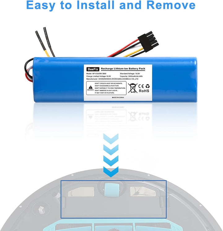 3000mAh Akku Ersatz für Conga 3090,3091,3092,3093 14.8V Li-ion Akku Batterie Staubsauger Robotic Vac