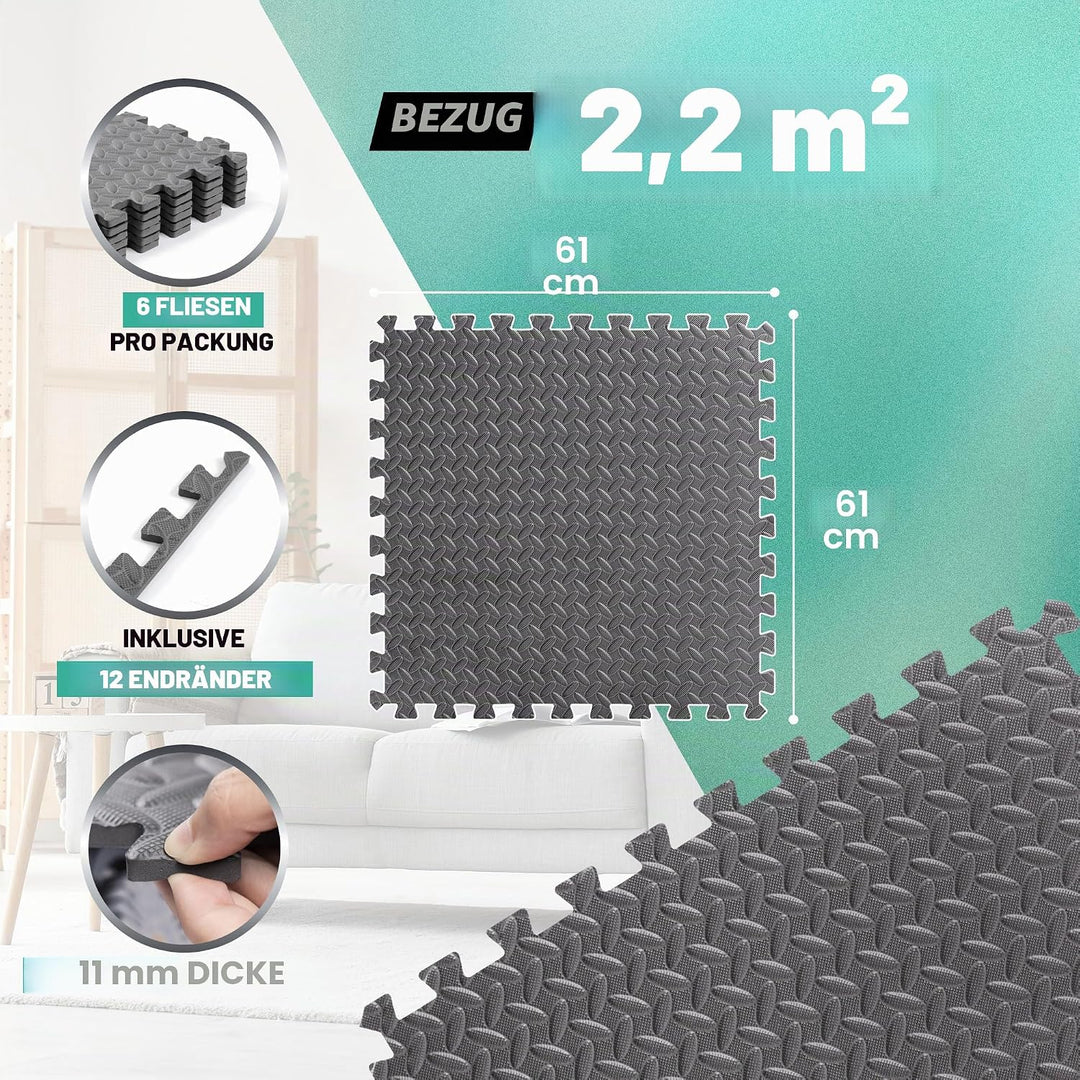 Yes4All 60x60 cm bis zu 11.1 m², Set 6/12/30 Puzzlematte Premium Schutzmatten Bodenschutz Bodenflies
