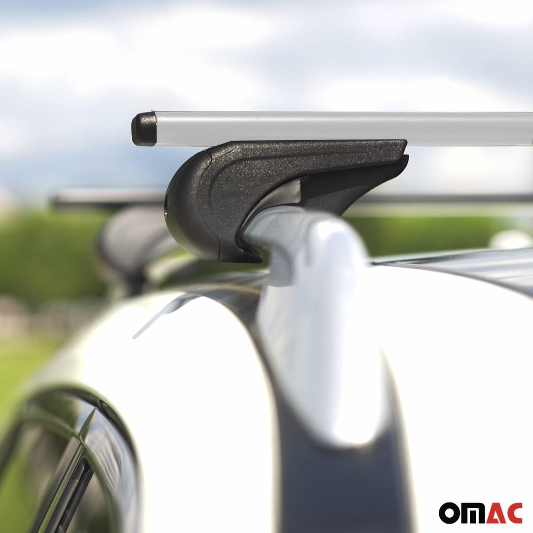 OMAC Dachträger Grundtäger kompatibel mit VW Tiguan mk1 2007-2016 75kg Metall Silber 2 TLG