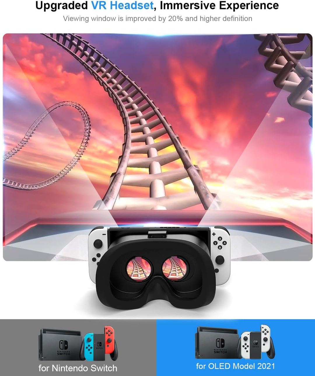 DEVASO VR Brille für Nintendo Switch/Switch OLED mit einstellbaren HD-Linsen, 3D VR (Virtual Reality