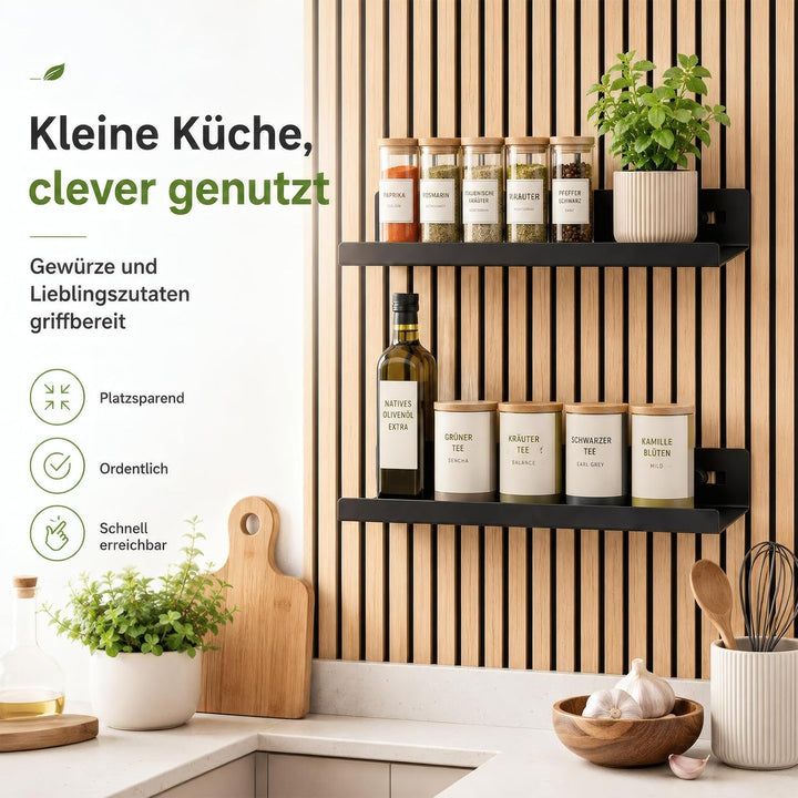 2er Set Metall 25x10cm Regal für Akustikpaneele Ohne Bohren | Zubehör Akustikpaneele für Vertikale H