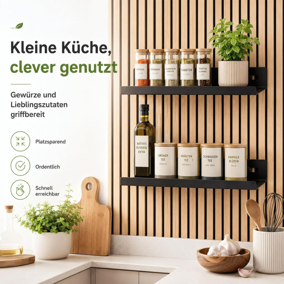 2er Set Metall 30x10cm Regal für Akustikpaneele Ohne Bohren | Zubehör Akustikpaneele für Vertikale H
