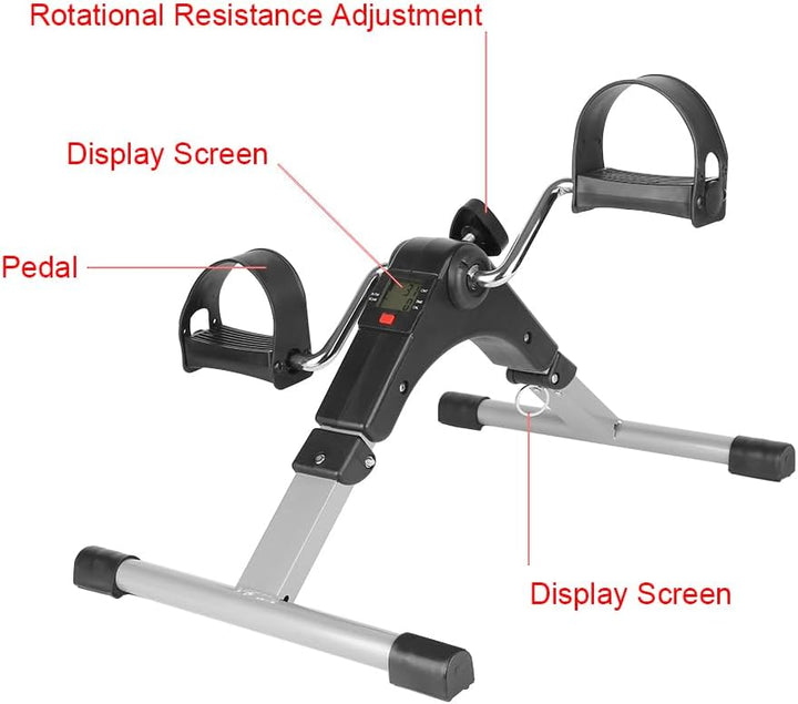 Mini Stepper Fitnessgerät für Zuhause, Hydraulischer Heimtrainer mit Widerstandsbändern & LCD Displa