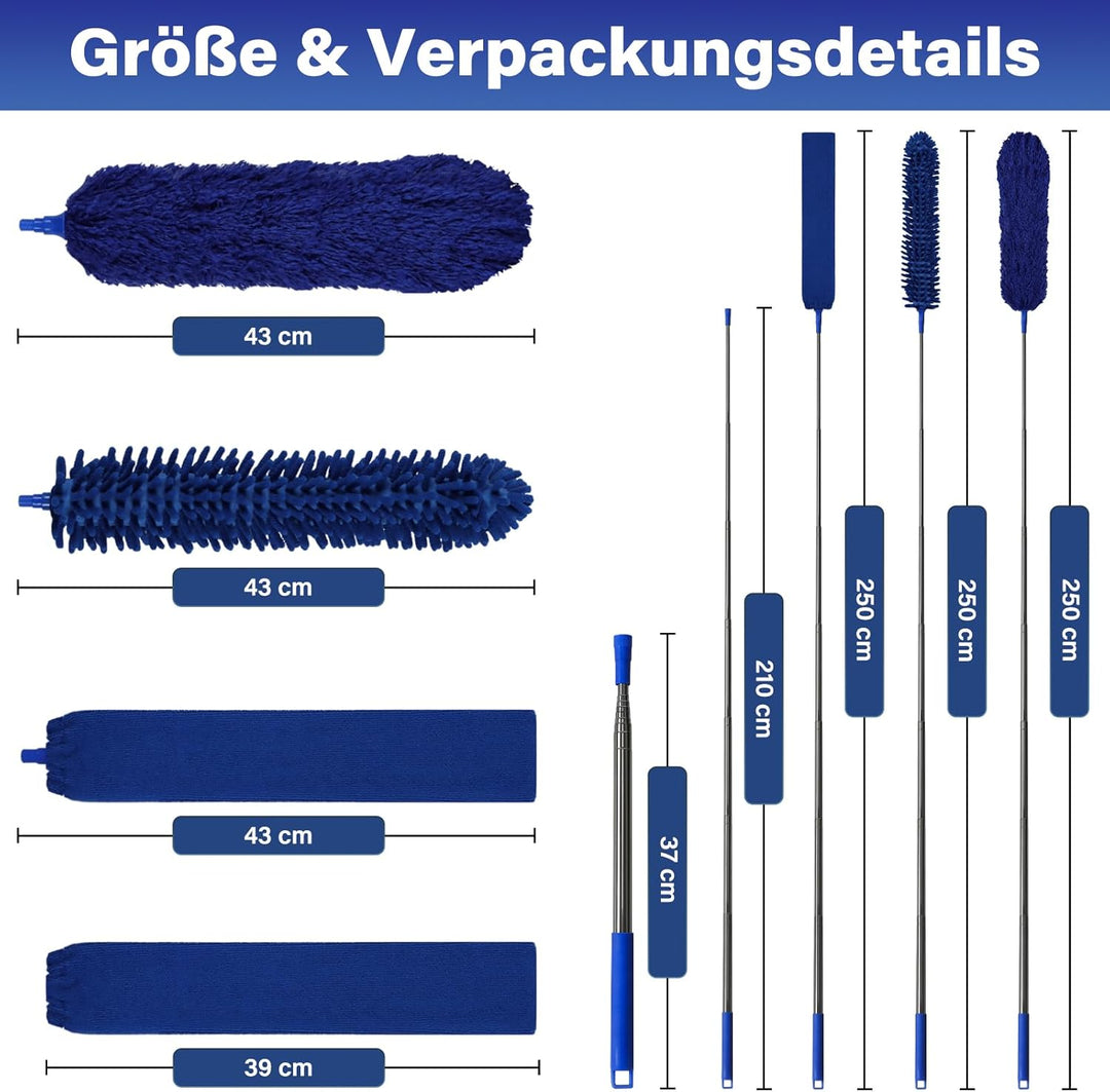 marysgift Staubwedel Teleskop Waschbar Mikrofaser Duster Lang Ausziehbar Bis 250cm,7 Stück Staubwede