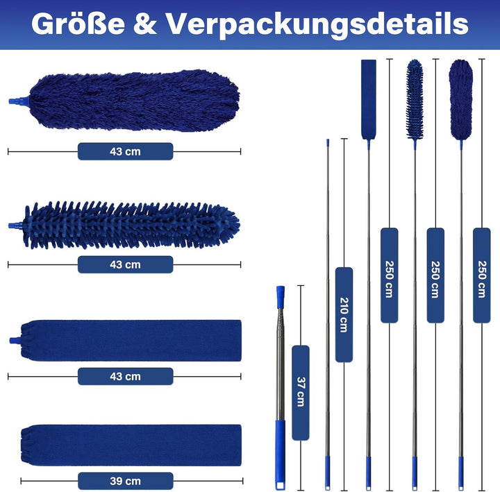 marysgift Staubwedel Teleskop Waschbar Mikrofaser Duster Lang Ausziehbar Bis 250cm,7 Stück Staubwede