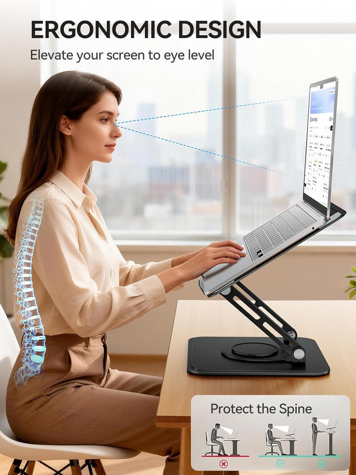 tounee Laptopständer für den Schreibtisch, Verstellbarer Computerständer mit 360°-Drehfuss, ergonomi