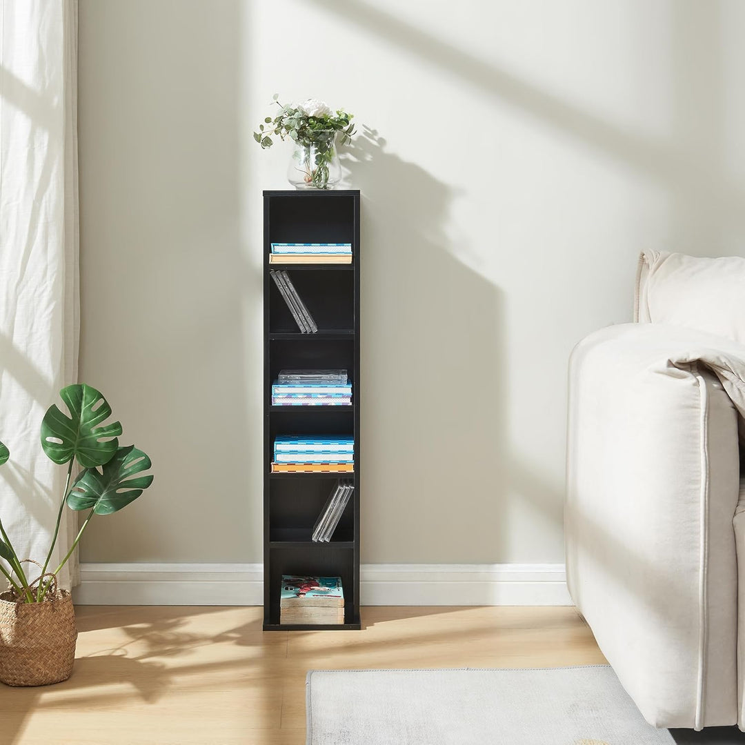 [en.casa] CD Regal Tynset DVD Regal mit 6 Ablagefächern CD Aufbewahrung 90 x 20 x 20 cm Standregal h