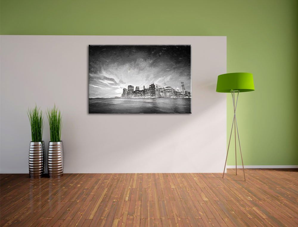 Pixxprint Skyline New York - Blick vom Dach des Empire State Building Kohle Effekt, Format: 100x70 a
