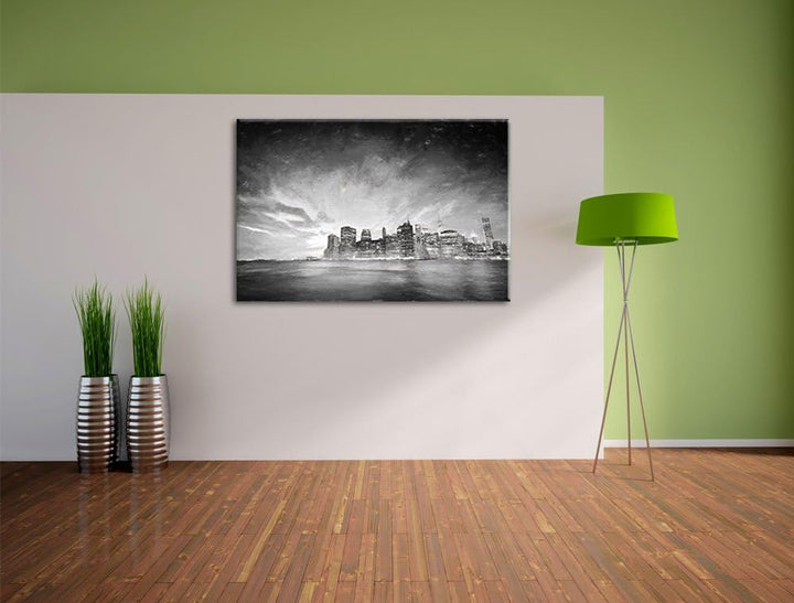 Pixxprint Skyline New York - Blick vom Dach des Empire State Building Kohle Effekt, Format: 100x70 a