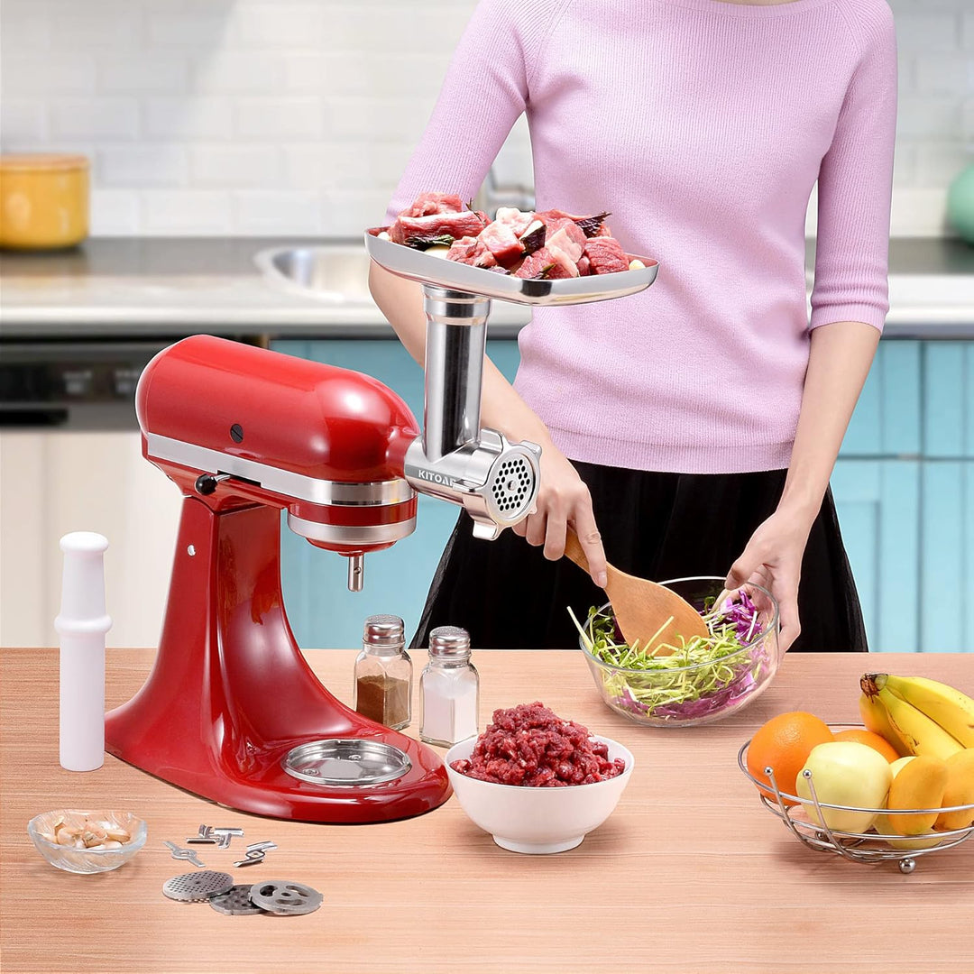 Edelstahl-Fleischwolf-Aufsätze für KitchenAid Mixer, Fleischwolf, Wurstfüller, perfekter Mahlaufsatz