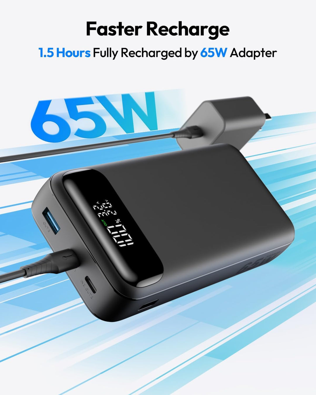 A ADDTOP Power Bank, 20000mAh 65W Phone & Laptop Powerbank, Externe Handyakkus Schnelles Aufladen US