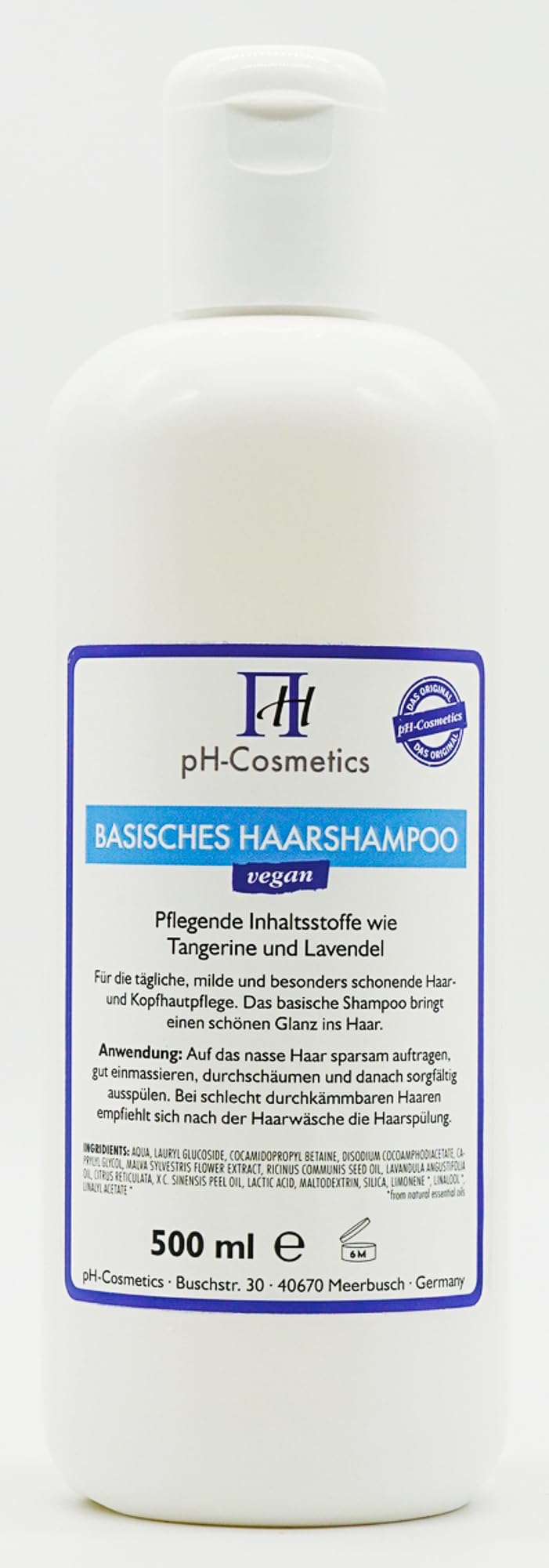 Basisches Haarshampoo pH 8, 2, schonende Pflege mit Basenshampoo, ph-Cosmetics, 500 ml 500 ml (1er P