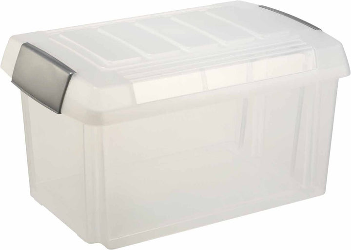 SUNWARE Nesta Box - 60 Liter - mit erhöhtem Deckel - 615 x 405 x 330 mm - transparent/silber