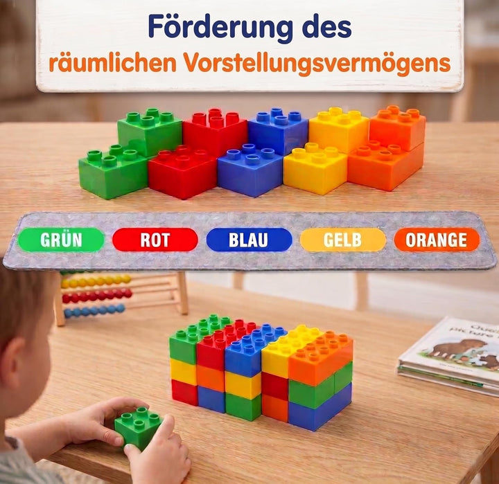 WYSWYG Grosse Bausteine Set -100 Steine in 5 Farben, Kompatibel - Ideal für Kinder ab 3 4 5 Jahre, S