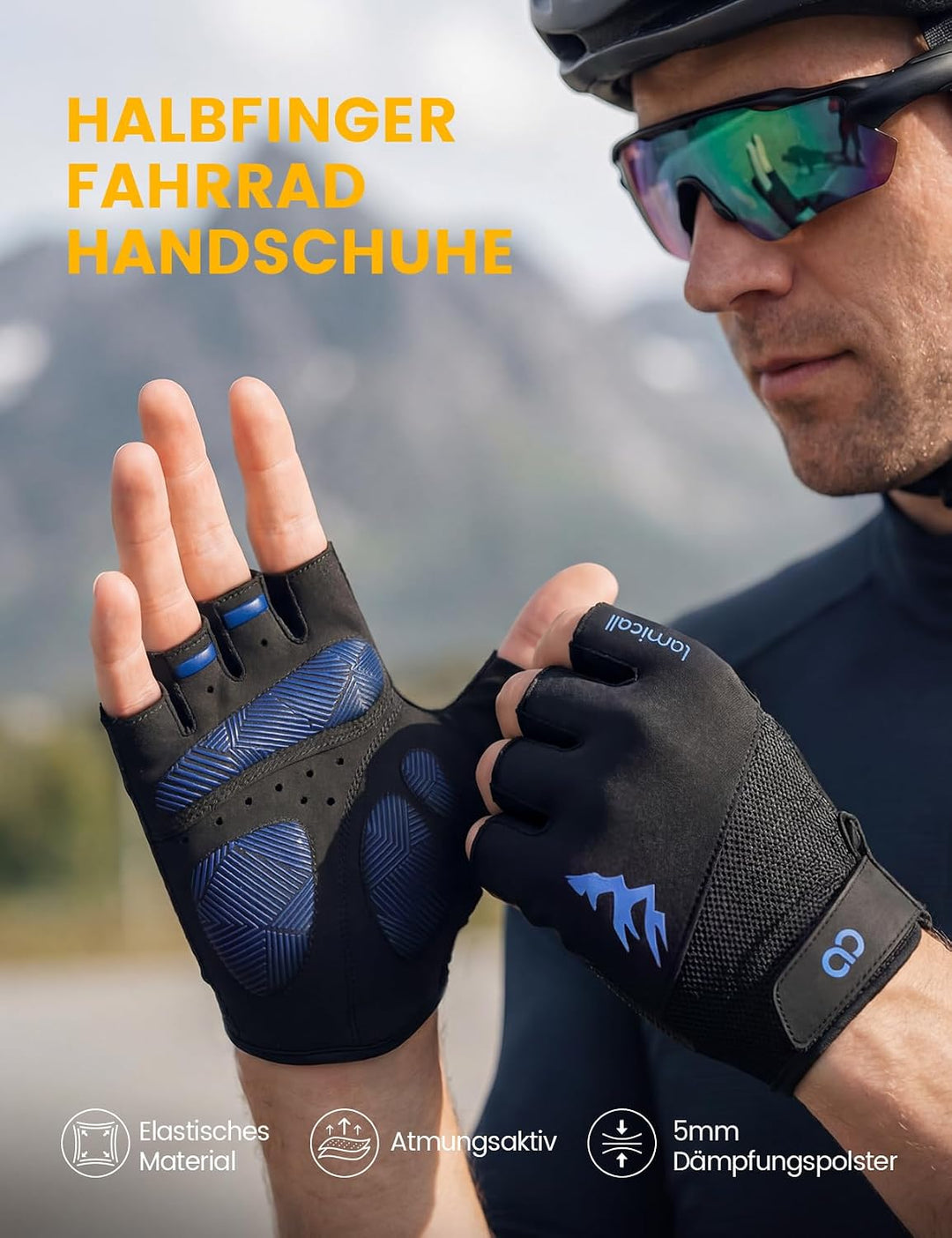 Lamicall Fahrradhandschuhe Herren &amp; Damen, Fitness Handschuhe - [Stossdämpfend &amp; Atmungsaktiv] Halbf