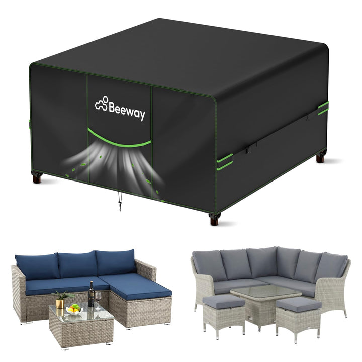 BEEWAY Gartenmöbel Abdeckung Wasserdicht V2.0 200x200x92cm, Schutzhülle Abdeckplane für Gartentische