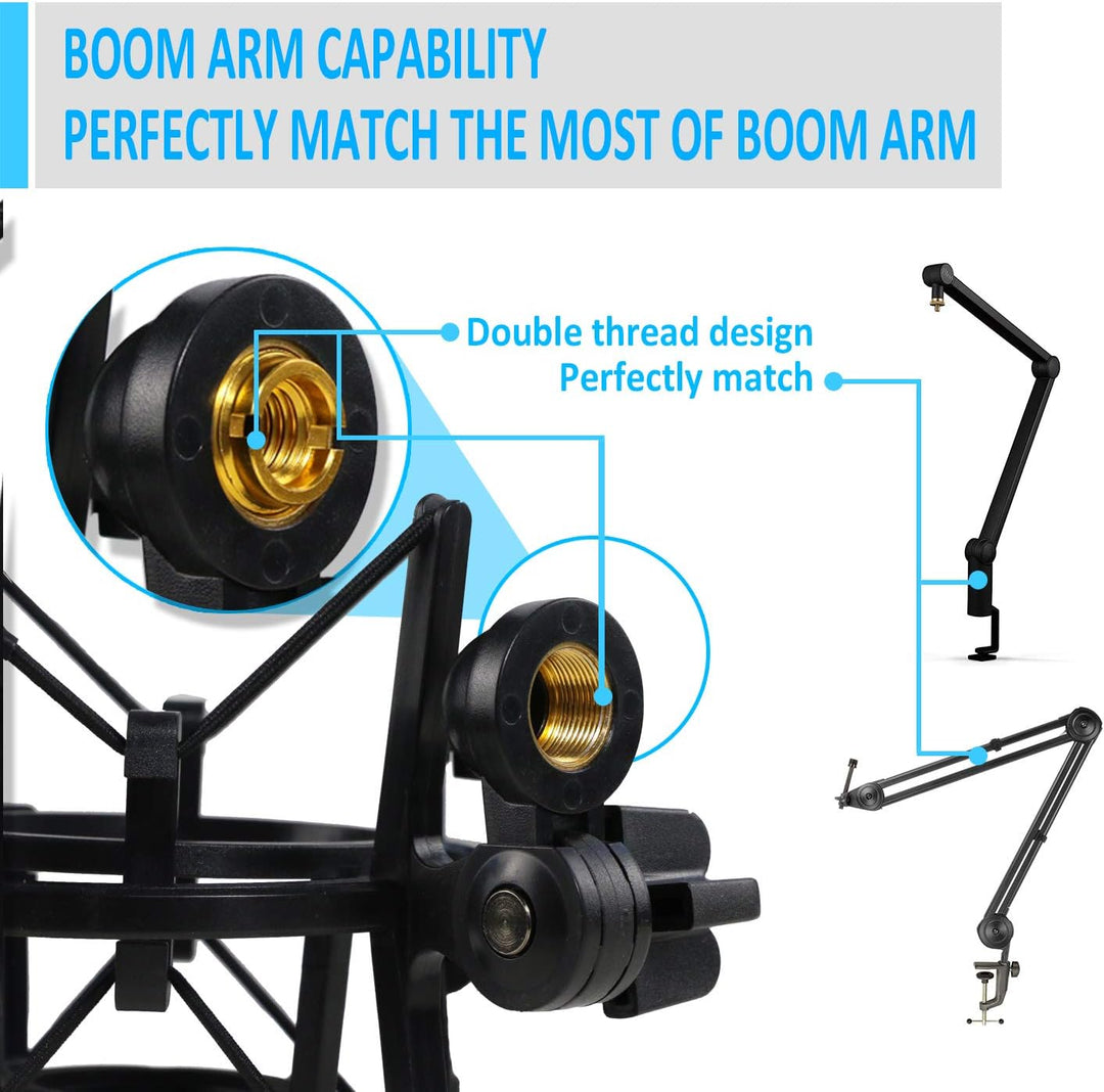 AT2020 Mikrofonspinne mit Popschutz, Windschutz und Shockmount zur Reduzierung von Vibrations für AT