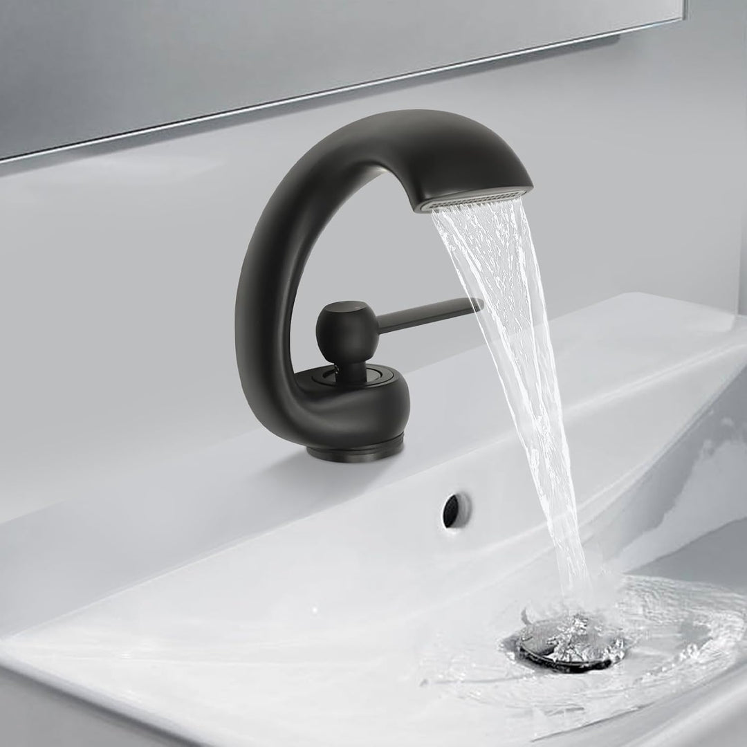 Wasserhahn Bad-Mischbatterie, Wasserfall Badezimmerarmatur, moderner Waschtischarmatur, Wasserfallar
