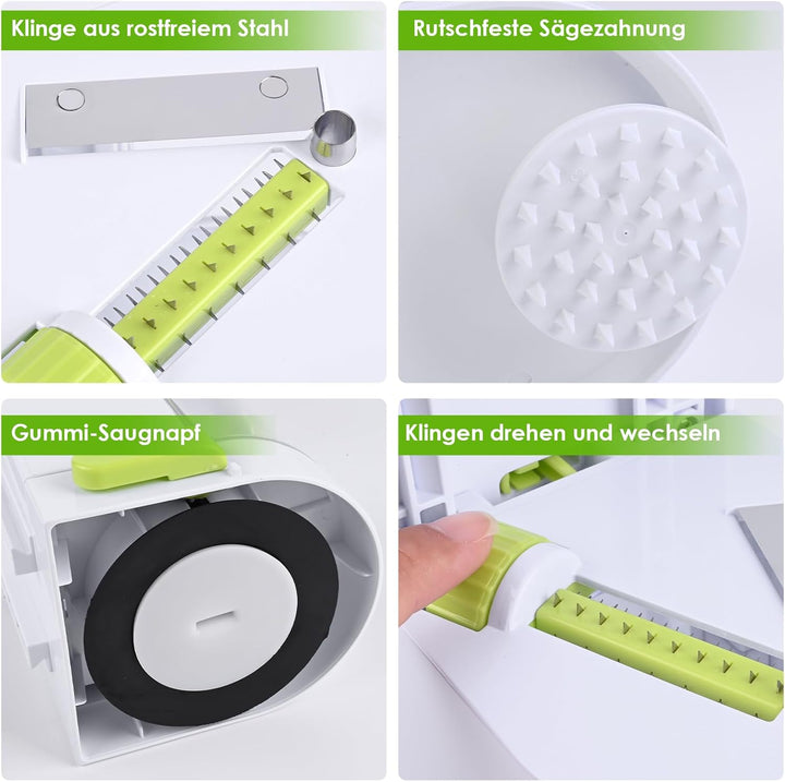 Spiralschneider Gemüse, 4 in 1 Zucchini Nudeln Spiralschneider mit Auffangbehälter, BPA-frei, Zucchi