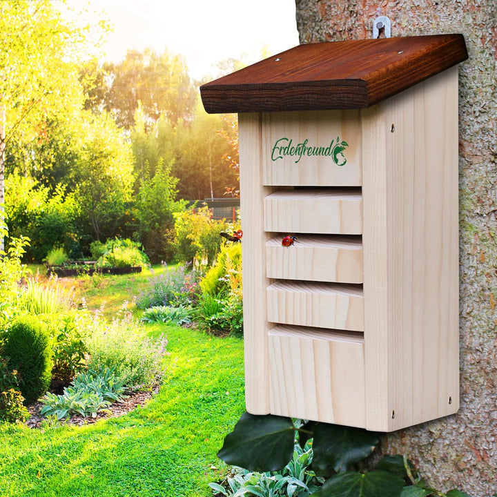 ERDENFREUND® Marienkäferhaus Marienkäfer Hotel für den Winterschlaf artgerecht schräg verlaufende Sp