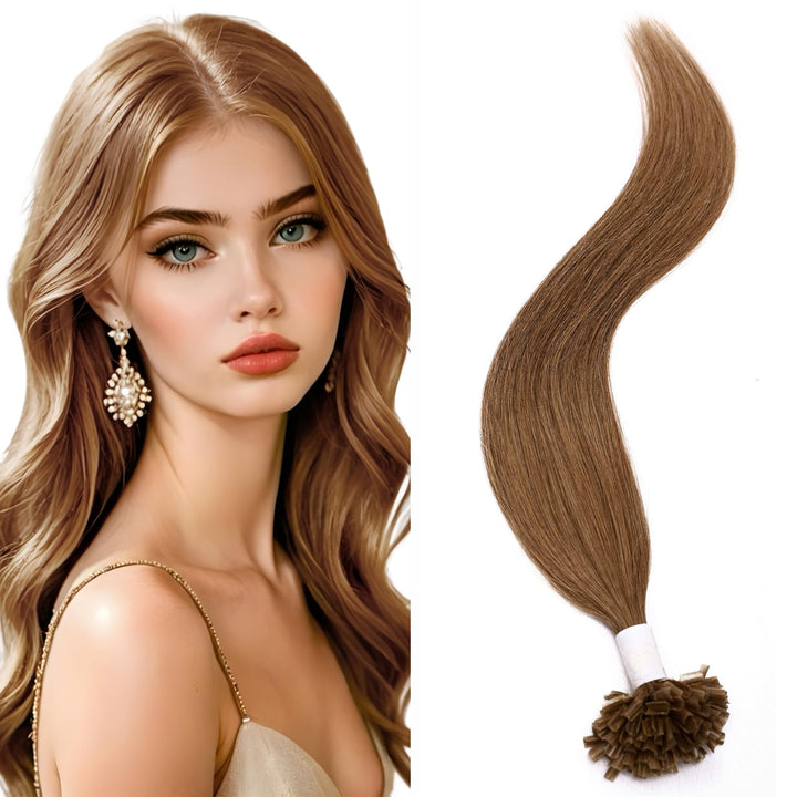 Elailite Echthaar Extensions Bondings Haarverlängerung Braun U-tip Keratin Haar Extension Glatt 25 S