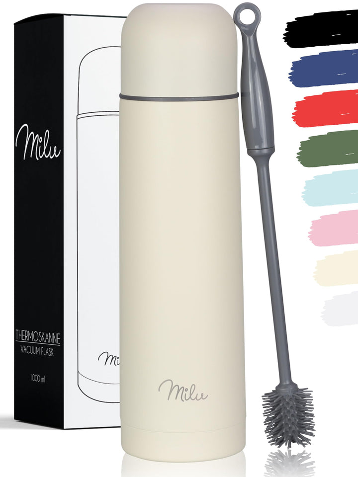 Milu Thermosflasche Thermoskanne Isolierflasche 1L, 750ml, 500ml - Isolierte Edelstahl Trinkflasche,