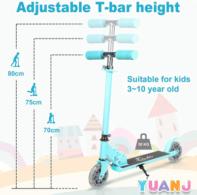 Yuanj Roller Kinder Scooter, Höhenverstellbarer kinderscooter mit LED PU Räder, kinderroller für Mäd