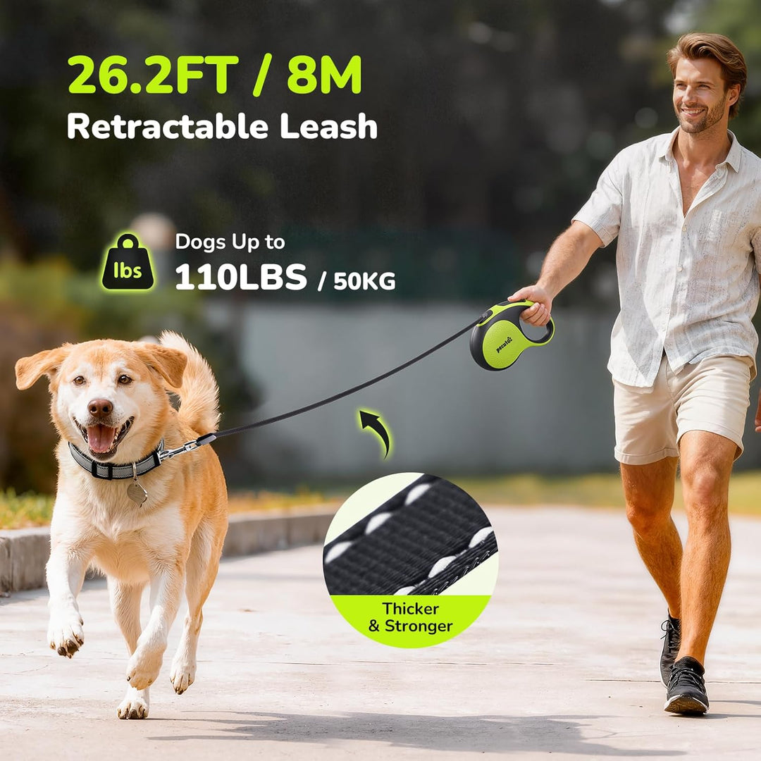 pecute Hundeleine 8m, Rollleine für Hunde, 360° Verhedderungsfreier Leinenverlängerung, Anti-Rutsch-
