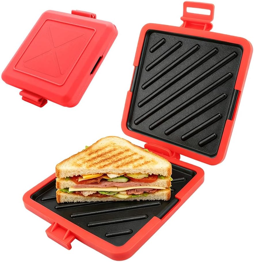 Gohytal Sandwichmaker Silikon, Sandwichtoaster für Mikrowelle, Antihaftbeschichteter Sandwich-Toaste