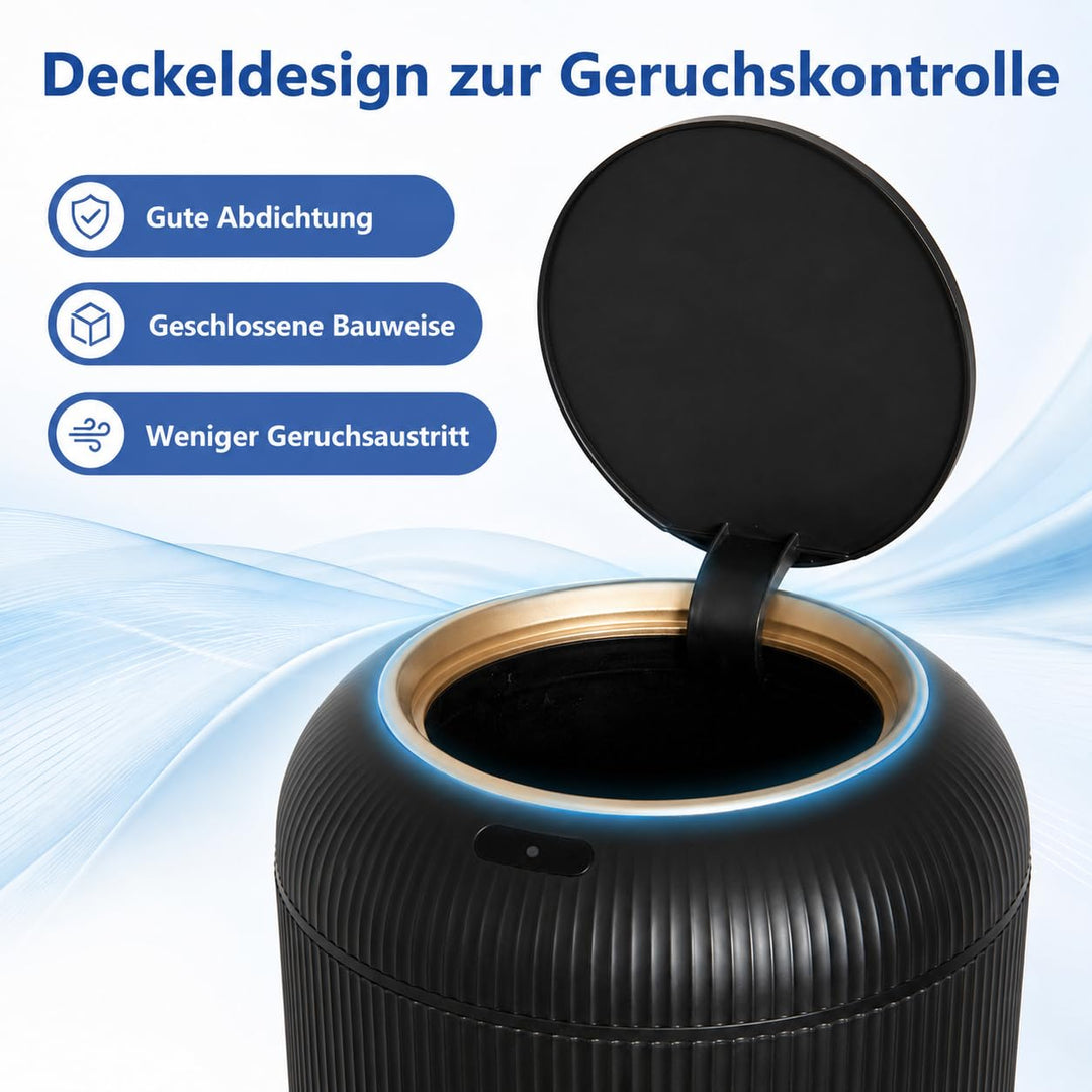 Smart Mülleimer mit Sensor,Weiss,10L,für Küche und Badezimmer, klein Geruchsdichter Trash Can Automa