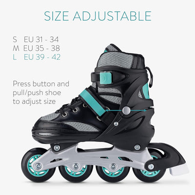 Navaris Inline Skates für Jungen & Mädchen - Inline Rollerblades Rollschuhe grössenverstellbar - Inl