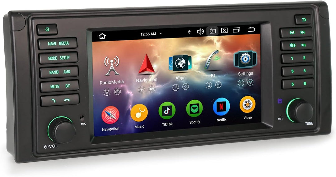 Erisin 8-Kern 4GB+64GB Android 14 Autoradio Bluetooth für BMW 5 Series 5er E39 M5 7 Zoll GPS Navi IP