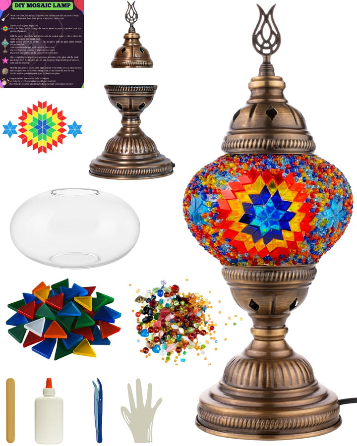 DEMMEX Türkisches Mosaiklampen-Set zum Selbermachen, komplettes Kunst- und Handwerks-Geschenkset für