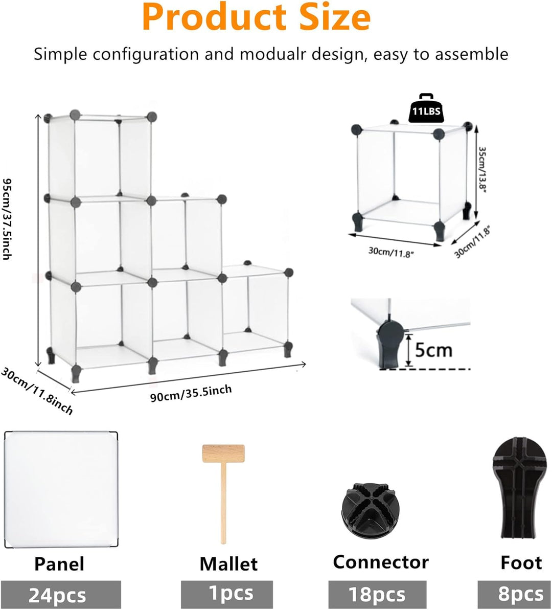 AWTATOS Cube Storage Organizer Closet Shelf Storage Organization Modular 6 Cube DIY Kunststoff quadr