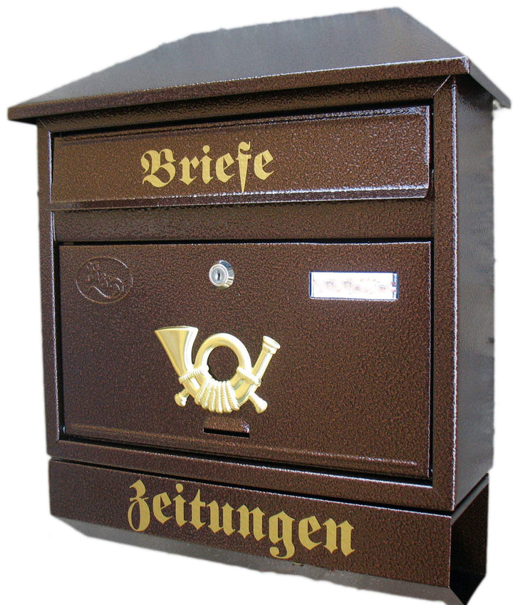Pachurka & Dąże Grosser Briefkasten/Postkasten XXL Kupfer/Bronce mit Zeitungsrolle Zeitungsfach Schr