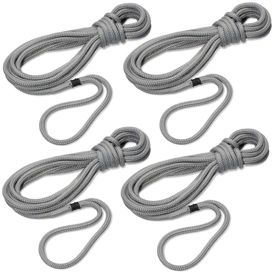 Seilflechter - Festmacher Set 12 mm Ø, 2X 6m und 2X 10m Länge, 40 cm Auge gespleisst & getakelt, Tai