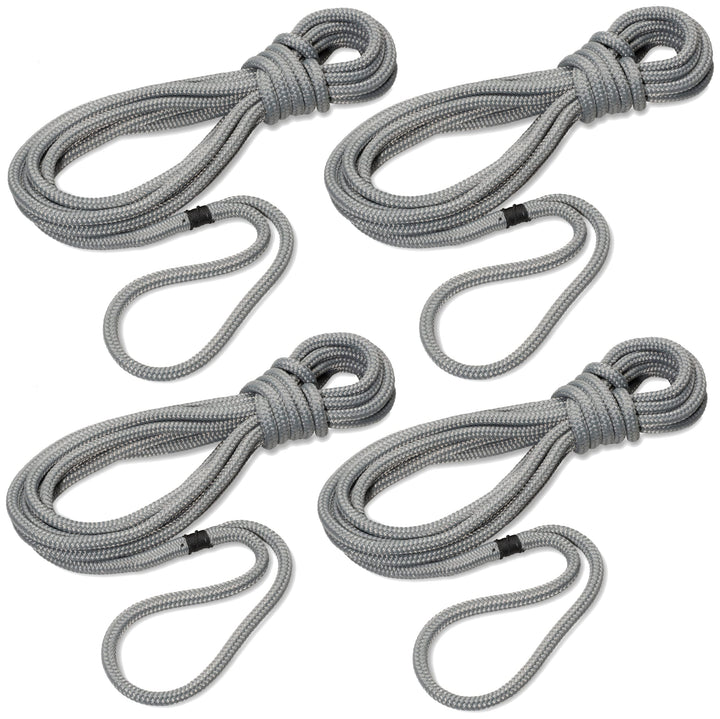 Seilflechter - Festmacher Set 12 mm Ø, 2X 6m und 2X 10m Länge, 40 cm Auge gespleisst & getakelt, Tai