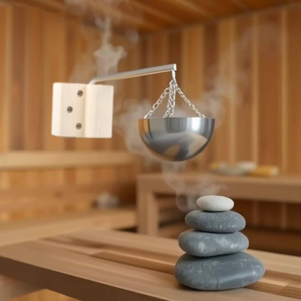 20cm Sauna-Aromaschale Edelstahl-Sauna-Aromaschale Rund | Ätherisches Öl Schale Wandhalterung mit ve