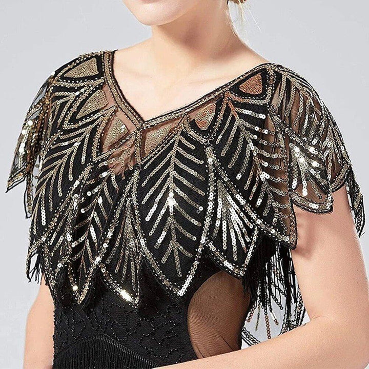Damen Schal 1920er Jahre Schal Pailletten Perlen Abend Cape Art Vintage Schal Wraps Squined Sparking