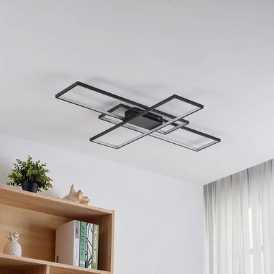 Lindby LED Deckenleuchte 'Tetson' dimmbar (Modern) in Schwarz aus Metall u.a. für Wohnzimmer & Esszi