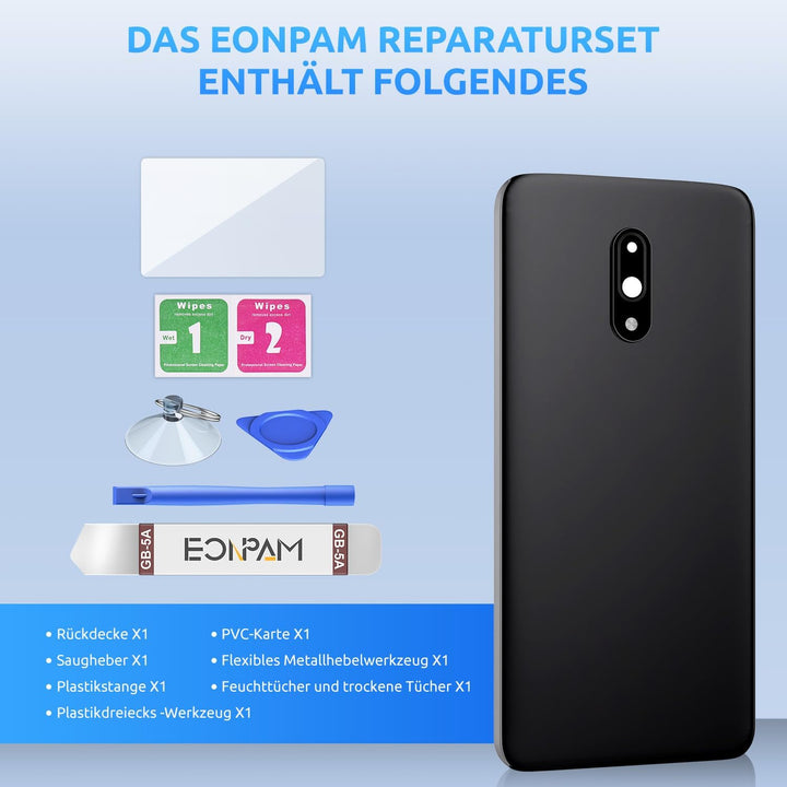 Eonpam Akkudeckel für OnePlus 7 Rückseite Glas Original Backcover Back Glas Ersatz Reparatur Set mit