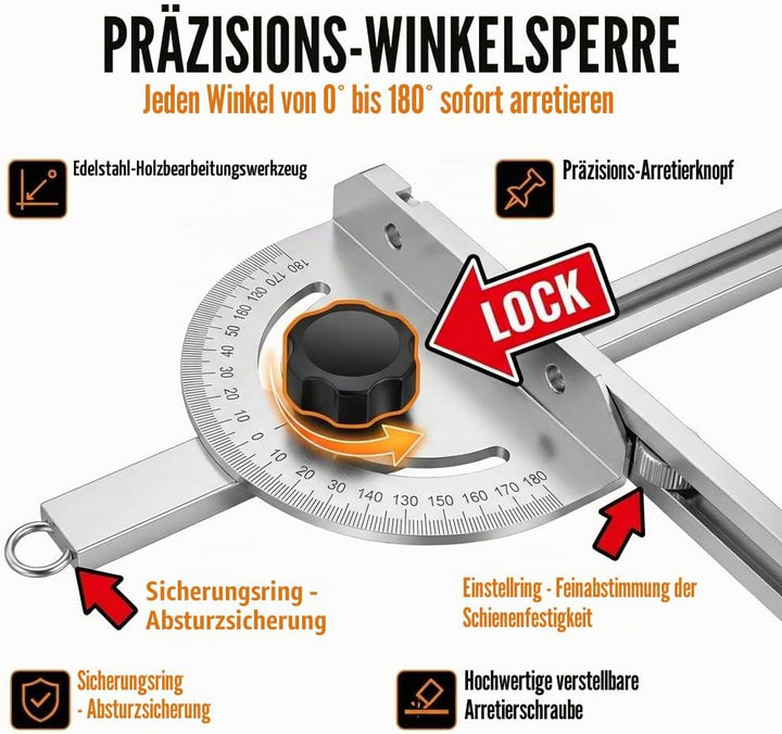 Gehrungslehre Führungsschiene Holzbearbeitungs-Tischsäge Einstellbare Winkellehre, Tischhandlauf-Zau