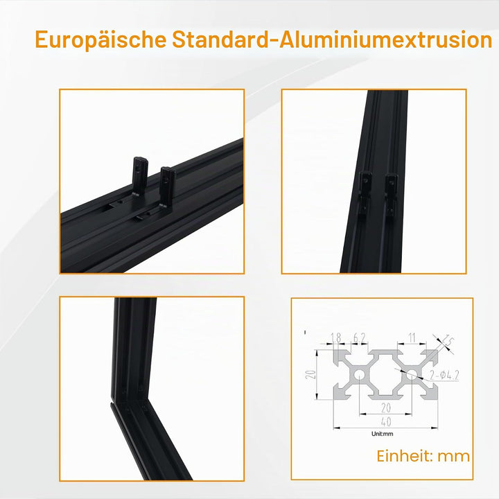 CNCYEAH 2 Stück V Typ Systemprofile 2040 1000mm Aluminiumprofil Extrusions Eloxierte Linearschiene+2