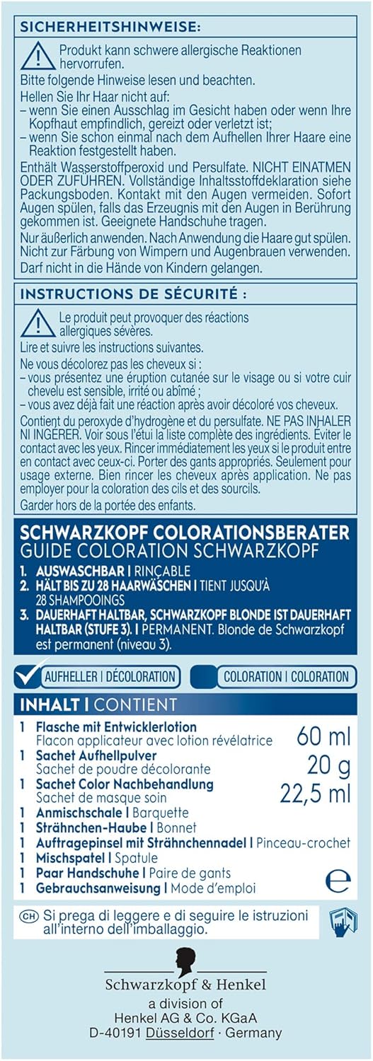 Schwarzkopf Blonde M1 Super Strähnchen (103 ml), Strähnchen Set für Öl-aktiviertes Haare Aufhellen m