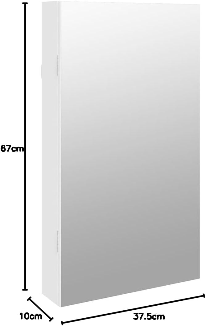 vidaXL Spiegel-Schmuckschrank mit LED-Beleuchtung Wandmontage Weiss, Weiss