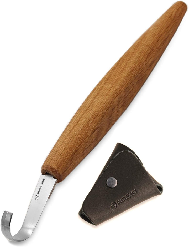 BeaverCraft Spoon Carving Hook Knife SK5s 5cm - Doppelseitiges Hakenmesser zum Holzschnityen Schnitz