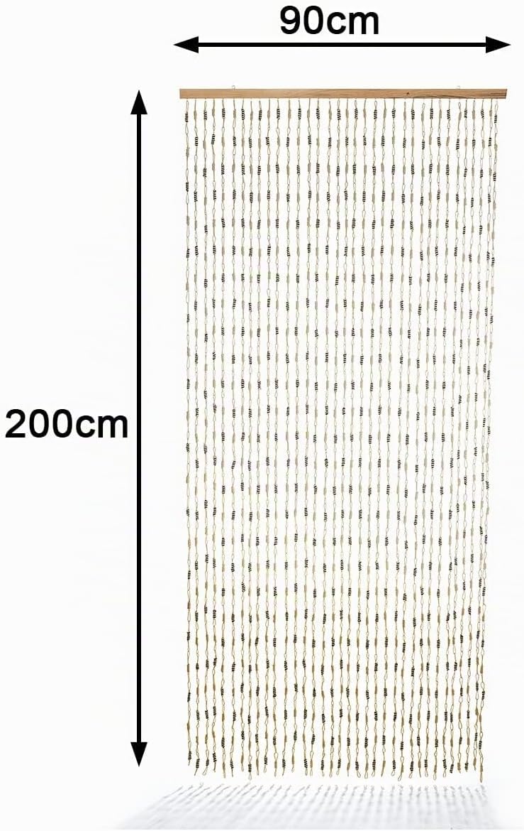 Kobolo Türvorhang Papiervorhang Nature Papier beige braun 35 Stränge 90x200 cm - rechteckig - Indoor