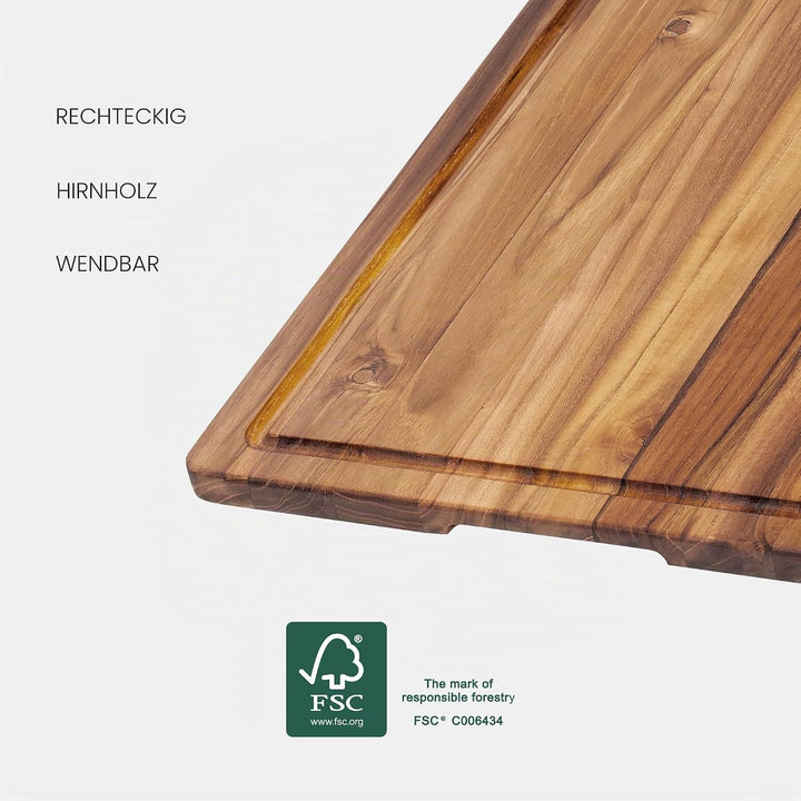 ProTeak Marine Collection, 9cm-517 Schneidebrett 46x35,5x1,9cm, Teakholz, braun, 45x20x15 cm, 45x20x